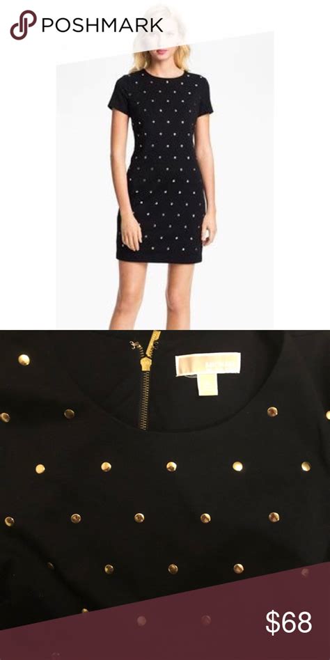 michael kors black dress gold studs|michael kors gold mini dress.